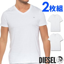 【SALE 20%OFF】DIESEL ディーゼル メンズ コットン Vネック 半袖 Tシャツ 2枚セット コットン100％ ホワイト diesel ロゴ S M L XL XXL おしゃれ ブランド 大きいサイズ [送料無料] 【あす楽】[a05428-0ldas-e0041]