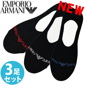 【SALE 20%OFF】EMPORIO ARMANI エンポリオアルマーニ メンズ 靴下 フットカバー 3足セット ス二―カーソックス ロゴ ショートソックス ブラック S M おしゃれ ブランド 大きいサイズ [24cm-28cm][送料無料] 【あす楽】[3062272r25450620]