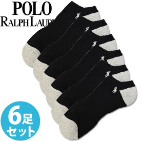 【SALE 40%OFF】POLO RALPH LAUREN ポロ ラルフローレン メンズ 靴下 ソックス 6足セット ブラック クッションソール アンクルソックス ショートソックス [25cm-30cm] おしゃれ ブランド 大きいサイズ 【あす楽】[827002pkblackh]