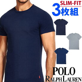 【SALE 30%OFF】POLO RALPH LAUREN ポロ ラルフローレン メンズ スリムフィット コットン クルーネック 半袖 Tシャツ 3枚セット ネイビー ブルー グレー polo ロゴ S M L XL おしゃれ ブランド 大きいサイズ【あす楽】[RSCNP3/LSCN/p645u2o]