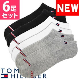 TOMMY HILFIGER トミーヒルフィガー レディース 靴下 アンクルソックス 6足セット ホワイト ブラック グレー アソート トミーフラッグ スニーカーソックス [23.0cm-26.5cm] おしゃれ ブランド 大きいサイズ [5,500円以上で送料無料]【あす楽】 [tvw211ns05007]