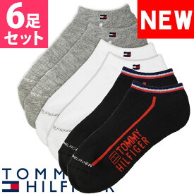 【SALE 20%OFF】TOMMY HILFIGER トミーヒルフィガー レディース 靴下 アンクルソックス 6足セット ホワイト ブラック グレー アソート トミーフラッグ スニーカーソックス [23.0cm-26.5cm] おしゃれ ブランド 大きいサイズ [5,500円以上で送料無料]【あす楽】[tvw221ns04002]