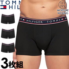 【閉店セール40%OFF】【6/11(火)まで】TOMMY HILFIGER トミーヒルフィガー メンズ 吸湿発散性 コットン ストレッチ ボクサーパンツ 3枚セット ブラック トミーフラッグ S M L XL XXL おしゃれ ブランド 大きいサイズ [09t4159001]