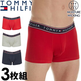 【閉店セール40%OFF】【6/11(火)まで】TOMMY HILFIGER トミーヒルフィガー メンズ 吸湿発散性 コットン ストレッチ ボクサーパンツ 3枚セット レッド ネイビー グレー トミーフラッグ S M L XL XXL おしゃれ ブランド 大きいサイズ [09t4159608]