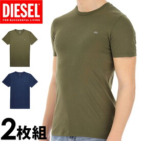 【SALE 20%OFF】DIESEL ディーゼル メンズ コットン クルーネック 半袖 Tシャツ 2枚セット コットン100％ ネイビー カーキ diesel ロゴ S M L XL XXL おしゃれ ブランド 大きいサイズ [5,500円以上で送料無料] 【あす楽】 [a05427-0ldas-e5206]