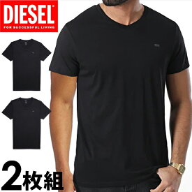 【SALE 20%OFF】DIESEL ディーゼル メンズ コットン Vネック 半袖 Tシャツ 2枚セット コットン100％ ブラック diesel ロゴ S M L XL XXL おしゃれ ブランド 大きいサイズ [5,500円以上で送料無料] 【あす楽】 [a05428-0ldas-e1350]