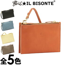 【SALE 30%OFF】IL BISONTE イルビゾンテ ショルダーバッグ クラッチバッグ 3WAY クロスボディバッグ ポーチ パウチ レディース メンズ 5色展開 ブラック ブルー グレー イタリア フィレンツェ ブランド[5,500円以上で送料無料]【あす楽】[bcl022pv]