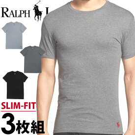 【SALE 30%OFF】POLO RALPH LAUREN ポロ ラルフローレン メンズ スリムフィット コットン クルーネック 半袖 Tシャツ 3枚セット ブラック グレー グレー polo ロゴ S M L XL おしゃれ ブランド 大きいサイズ [5,500円以上で送料無料] 【あす楽】[RSCNP3/LSCN/p6459od]