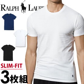 【閉店セール40%OFF】【6/11(火)まで】POLO RALPH LAUREN ポロ ラルフローレン メンズ スリムフィット コットン クルーネック 半袖 Tシャツ 3枚セット ネイビー ブラック ホワイト polo ロゴ おしゃれ ブランド 大きいサイズ [RSCNP3/LSCN/p645u5o]