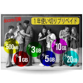 CALENDAR SIMカード docomo回線1年プリペイドSIMカード 月/所定容量プラン[Jプラン]