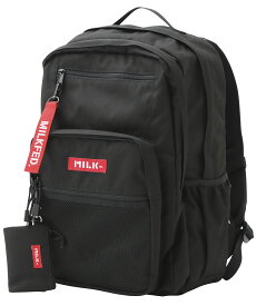【公式】MILKFED. ミルクフェド 【定番】W ZIP BACKPACK ダブルジップ バックパック【ミニポーチ付き】【23L】 リュック バッグ ロゴ シンプル カバン 鞄 ポーチ 通学 通勤 旅行 PC収納 レディース 中学生 高校生 大学生 女子 学生 新入学 新生活 23リットル サイドポケット