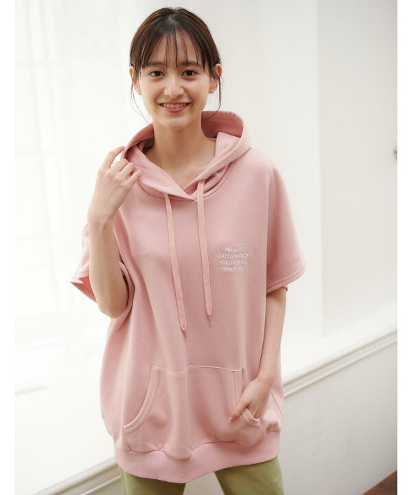 楽天市場 公式 Milkfed ミルクフェド Embroideryed S S Hoodie フーディー パーカー レディース ショートスリーブ Xlarge X Girl公式calif楽天市場店