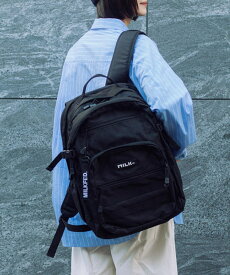 【公式】MILKFED. ミルクフェド ACTIVE DOUBLE POCKET MOLLE BACKPACK リュック バックパック 鞄 カバン ロゴ ワッペン 大容量 ポケット デイリー カジュアル 旅行 #BAR