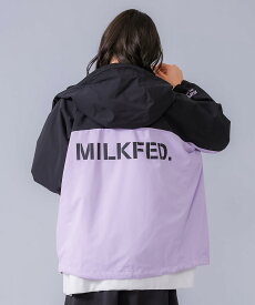 スペシャルプライス【公式】MILKFED. ミルクフェド BACK LOGO BICOLOR MOUNTAIN PARKA マウンテンパーカー アウター ライトアウター ロゴ フード 防寒 バイカラー パックプリント レディース☆