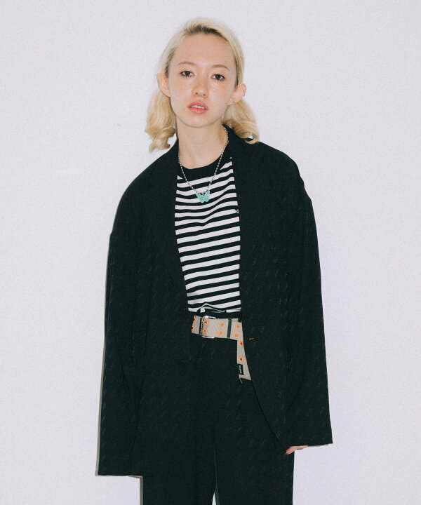 楽天市場 公式 X Girl エックスガール Mills Logo Jacquard Jacket ジャケット レディース ビッグシルエット セットアップ Xlarge X Girl公式calif楽天市場店