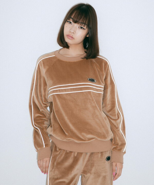 楽天市場 公式 X Girl エックスガール Velour Crew Top トレーナー スエット レディース トップス ロゴ オーバーサイズ クルーネック ベロア Tops Xlarge X Girl公式calif楽天市場店