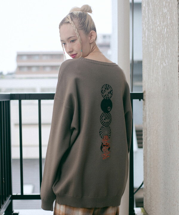 楽天市場 公式 X Girl エックスガール Crew Knit Top ニット クルーネック セーター 丸首 刺繍 長袖 Xlarge X Girl公式calif楽天市場店