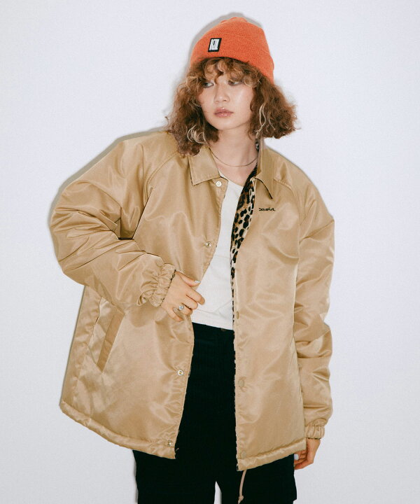 楽天市場 公式 X Girl エックスガール Words Logo Reversible Coach Jacket ブルゾン ジャケット アウター コーチジャケット リバーシブル ナイロン レオパード ファー レディース Xlarge X Girl公式calif楽天市場店