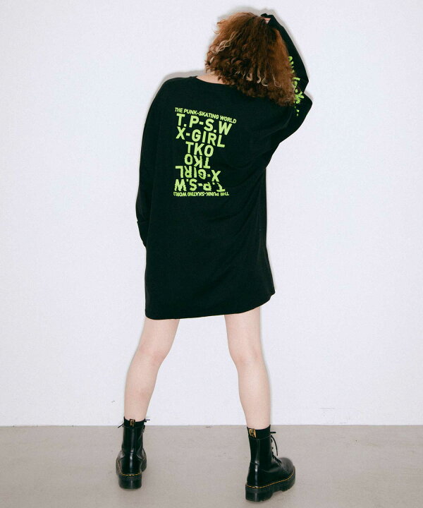 楽天市場 公式 X Girl エックスガール T P S W L S Tee Dress ワンピース カットワンピース Teeワンピ ワンピ 刺繍 ロゴ ロンt レディース Tops Xlarge X Girl公式calif楽天市場店