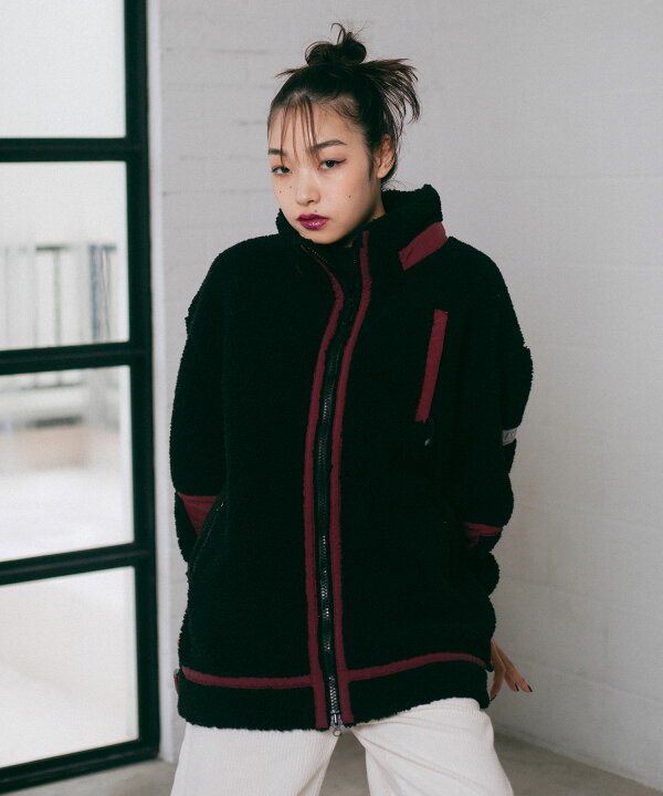 楽天市場 公式 X Girl エックスガール Web限定 Outdoor Boa Riders Jacket ジャケット ミリタリー フード ボア 無地 オーバーサイズ ゆったり 大きめ ブルゾン アウター Outer コート Xlarge X Girl公式calif楽天市場店