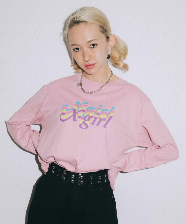 楽天市場 公式 X Girlエックスガールrainbowlogoregularl Steeロンt長袖レディーストップスロゴ人気 Tops Xlarge X Girl公式calif楽天市場店