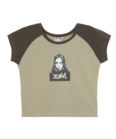 【公式】X-girl エックスガール FACE RAGLAN BABY TEE Tシャツ ちびT 半袖