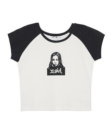 【公式】X-girl エックスガール FACE RAGLAN BABY TEE Tシャツ ちびT 半袖