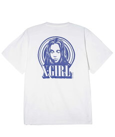 【公式】X-girl エックスガール CIRCLE BACKGROUND FACE LOGO S/S TEE トップス Tシャツ