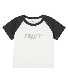 【公式】X-girl エックスガール RHINESTONE CHUBBY LOGO S/S RAGLAN BABY TEE トップス Tシャツ