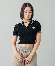★ 【公式】X-girl エックスガール RIB KNIT POLO ニット 半袖 ポロシャツ