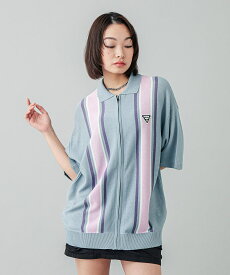 ★ 【公式】X-girl エックスガール ZIP UP KNIT POLO ニット ポロシャツ トップス