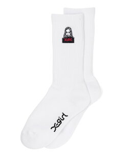 �y�����zX-girl �G�b�N�X�K�[�� FACE EMBROIDERY RIB SOCKS ���u�\�b�N�X �~�h���� �����|�C���g �C�� ���q ���f�B�[�X �t�F�C�X���S