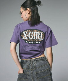 【公式】X-girl エックスガール LEOPARD OVAL LOGO S/S TEE 半袖 Tシャツ グラフィック