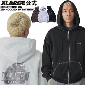 【公式】XLARGE エクストララージ RHINESTONE OG ZIP HOODED SWEATSHIRT ジップパーカー ラインストーン オージーロゴ スウェット シャツ フーディー ジップアップ メンズ ユニセックス レディース 長袖 XL