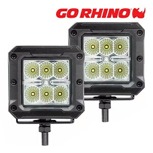 �yGO RHINO ���K�i�zXPLOR BRIGHT�V���[�Y 3x3�C���` LED�L���[�u���C�g 2�Z�b�g ���C���[�n�[�l�X �X�C�b�`�t OSRAM�� LED�`�b�v���� 18W �ő�1620���[���� �h������ IP67 ���C�g�}�E���g ���C�g�u���P
