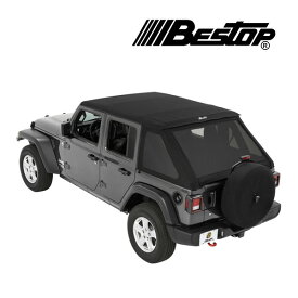 【楽天お買い物マラソン★エントリーでP10倍！】【BESTOP 正規品】ジープ JL ラングラー 4ドア TREKTOP スラントバック ソフトトップ ブラックツイル 56863-17 サンライダー オープン 幌 ホロ