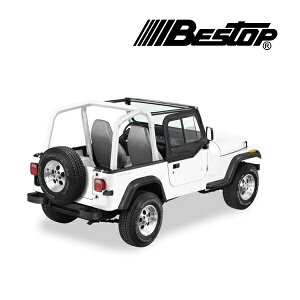 �yBESTOP ���K�i�z�W�[�v JEEP 88-95y YJ �����O���[ �X�`�[���n�[�t�h�A�ԗp �A�b�p�[ �h�A�X���C�_�[ �V���O���X���C�h�E�B���h�E�t �Б� 1�� �u���b�N�f�j�� 5178615 �׃X�g�b�v