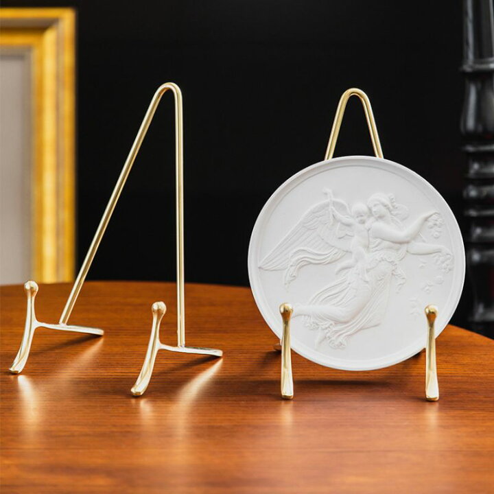 楽天市場】プレートスタンド ディスプレイスタンド スタンド お皿 写真 本 ディッシュ スタンド インテリア 銅製 ゴールドカラー 絵 絵本 写真立て  注文後発注 : Calinou（カリヌ） プレートスタンド ディスプレイ用 - フォトディッシュ卓上イーゼル - ピクチャーフレーム スタンド,ディッシュ、アートワーク、サイ