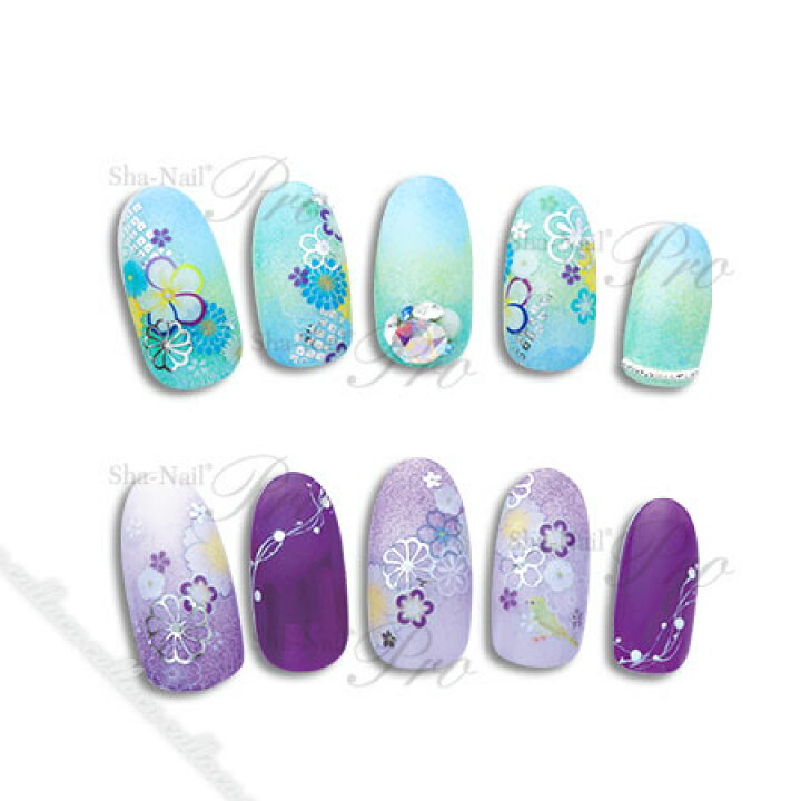 楽天市場 お取寄せ Shanail 写ネイルpro 花綴り 藍 アート ステッカー シール 和柄 お正月 キャラカ