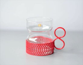 【送料無料】iittala イッタラ Tsaikka ツァイッカ グラスカップ クリア×レッド ホルダー ガラス 北欧 ヴィンテージ_240612