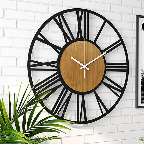 【楽天市場】壁掛け時計 掛け時計 アイアン 木製 静か 北欧 ウォール
