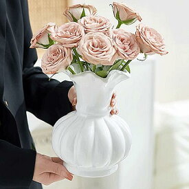 花瓶 陶器 花器 フラワーベース 花入れ ホワイト 白 パープル 紫 アンティーク 北欧 おしゃれ 割れない
