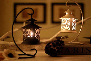 2セット】アイアン スクエア ランタン キャンドルホルダー スタンド 白