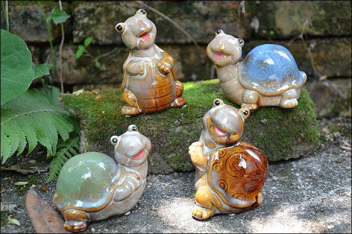 楽天市場】亀 陶器 オブジェ 置物 インテリア かわいい ガーデニング