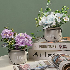 母の日 プレゼント フラワーアレンジ ばら フェイクフラワー フェイクグリーン 造花 陶器 お誕生日プレゼントフラワーポット 北欧 かわいい ドライフラワー プレゼント おしゃれ 置物 オブ
