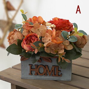 フラワーアレンジ ばら フェイクフラワー フェイクグリーン 造花 木製 ウード お誕生日プレゼントフラワーポット 北欧 かわいい ドライフラワー プレゼント おしゃれ 置物 オブジェ インテ