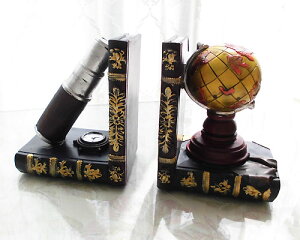 ギフト ブックエンド ブックスタンド 地球儀 望遠鏡 おしゃれ アンティーク風デザイン インテリア プレゼント アジアン 雑貨 エスニック ギフト 贈り物 卓上 机上 シンプル 北欧 おしゃれ ア