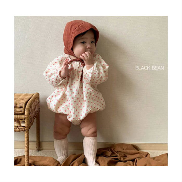 楽天市場 クーポン配布中 ロンパース ベビー 長袖 秋 冬 男の子 女の子 双子 ベビー服 子供服 ベビー服 赤ちゃん 新生児 秋冬 子供服 可愛い 双子 お揃い 長袖 春 秋 冬 水玉 ドット チャコール ピンク ベージュ 70 80 Calmblossom Black