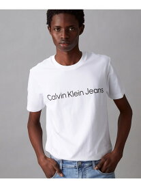 (M)【公式ショップ】 カルバンクライン インスティテューショナル ショートスリーブ ロゴ Tシャツ Calvin Klein Jeans J320766 Calvin Klein Jeans カルバン・クライン トップス カットソー・Tシャツ ホワイト ブラック【送料無料】[Rakuten Fashion]