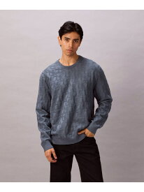 Calvin Klein Jeans/(M)【公式ショップ】 カルバンクライン ニット - ロングスリーブコットントーナルオールプリントセーター Calvin Klein Jeans 4RE398G Calvin Klein Jeans カルバン・クライン トップス ニット ブラック ネイビー ホワイト【送料無料】[Rakuten Fashion]